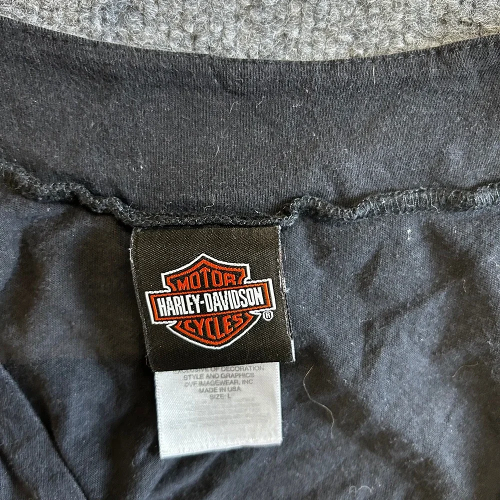 Harley-Davidson Cardigan Womens Size L Black Cotton Rhinestone Logo San Antonio - Picture 3 of 7